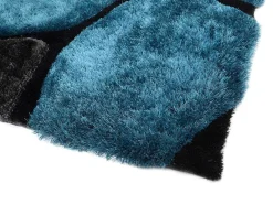 OZAIA Tapijt Hoogpolig-Shaggy Tapijt Pietra Turquoise En Grijs - Polyester - 140 X 200 Cm