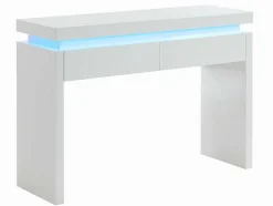 Vente-unique Sidetable-Sidetable Emerson - Met Led-Verlichting - 2 Lades - Wit Gelakt Mdf