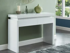 Vente-unique Sidetable-Sidetable Emerson - Met Led-Verlichting - 2 Lades - Wit Gelakt Mdf