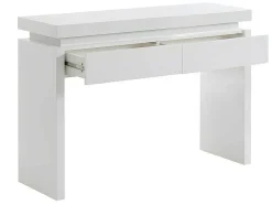 Vente-unique Sidetable-Sidetable Emerson - Met Led-Verlichting - 2 Lades - Wit Gelakt Mdf
