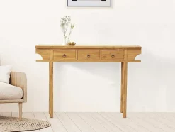 Vente-unique Sidetable-Sidetable Met 3 Lades In Teak - Kleur: Houtlook - Wekea