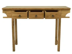 Vente-unique Sidetable-Sidetable Met 3 Lades In Teak - Kleur: Houtlook - Wekea