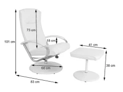 Vente-unique Fauteuil Kunstleer-Siena Relaxfauteuil Met Kruk, Creme-Wit
