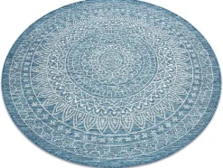 RugsX Tapijt Rond-Sisal Tapijt Sisal Loft 21207 Rosette Rond Boho Ivoor/Zilver/Blauw Cercle 120 Cm