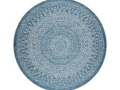 RugsX Tapijt Rond-Sisal Tapijt Sisal Loft 21207 Rosette Rond Boho Ivoor/Zilver/Blauw Cercle 120 Cm