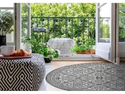 RugsX Tapijt Rond-Sisal Tapijt Sisal Loft 21193 Rond Boho Ivoor/Zilver/Grijskleuring Cercle 120 Cm