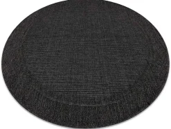 RugsX Tapijt Rond-Sisal Tapijt Timo 5000 Cirkel Buitenshuis Kader Zwart Cercle 120 Cm