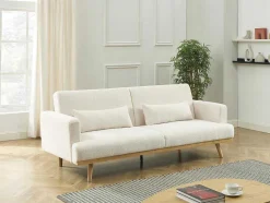 Vente-unique Scandinavisch-Slaapbank 3 Zitplaatsen Klik-Klakmechanisme Witte Bouclestof Esme