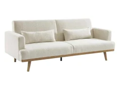 Vente-unique Scandinavisch-Slaapbank 3 Zitplaatsen Klik-Klakmechanisme Witte Bouclestof Esme