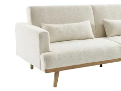 Vente-unique Scandinavisch-Slaapbank 3 Zitplaatsen Klik-Klakmechanisme Witte Bouclestof Esme
