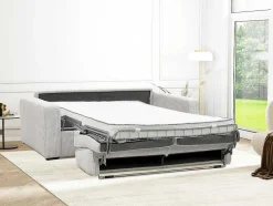 Vente-unique Slaapbank Met Matras-Slaapbank 4 Zitplaatsen Met Stoffen Bekleding In Cremewit Snel Ombouwbaar Matrasbreedte: 160 Cm Matrasdikte: 14 Cm Mondovi
