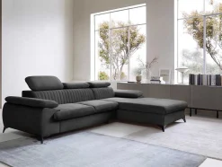 PASCAL MORABITO Speciale Modellen Zitbanken & Fauteuils-Slaapbank Met Hoek Rechts Van Antracietgrijs Velours Samara - Van