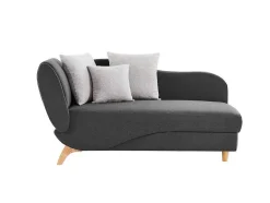 Vente-unique Chaise Longue-Slaapbank Van Antraciete Stof Met Opbergruimte - Hoek Rechts - Penelope