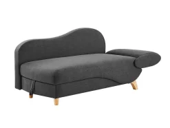 Vente-unique Chaise Longue-Slaapbank Van Antraciete Stof Met Opbergruimte - Hoek Links - Penelope