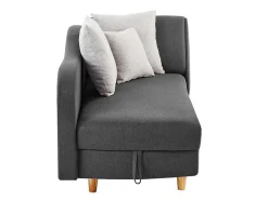 Vente-unique Chaise Longue-Slaapbank Van Antraciete Stof Met Opbergruimte - Hoek Links - Penelope