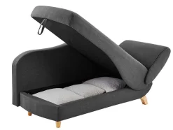 Vente-unique Chaise Longue-Slaapbank Van Antraciete Stof Met Opbergruimte - Hoek Links - Penelope