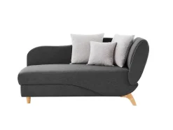 Vente-unique Chaise Longue-Slaapbank Van Antraciete Stof Met Opbergruimte - Hoek Links - Penelope