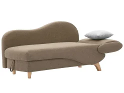 Vente-unique Chaise Longue-Slaapbank Van Bruine Stof Met Opbergruimte - Hoek Links - Penelope