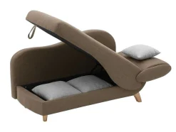 Vente-unique Chaise Longue-Slaapbank Van Bruine Stof Met Opbergruimte - Hoek Links - Penelope