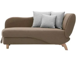 Vente-unique Chaise Longue-Slaapbank Van Bruine Stof Met Opbergruimte - Hoek Links - Penelope
