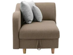 Vente-unique Chaise Longue-Slaapbank Van Bruine Stof Met Opbergruimte - Hoek Links - Penelope