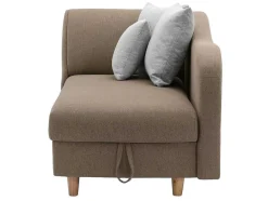 Vente-unique Chaise Longue-Slaapbank Van Bruine Stof Met Opbergruimte - Hoek Rechts - Penelope
