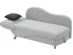 Vente-unique Chaise Longue-Slaapbank Van Lichtgrijze Stof Met Opbergruimte - Hoek Rechts - Penelope