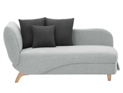 Vente-unique Chaise Longue-Slaapbank Van Lichtgrijze Stof Met Opbergruimte - Hoek Rechts - Penelope