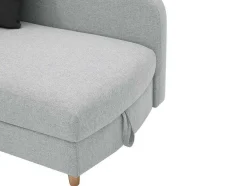 Vente-unique Chaise Longue-Slaapbank Van Lichtgrijze Stof Met Opbergruimte - Hoek Rechts - Penelope