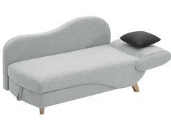 Vente-unique Chaise Longue-Slaapbank Van Lichtgrijze Stof Met Opbergruimte - Hoek Links - Penelope