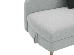 Vente-unique Chaise Longue-Slaapbank Van Lichtgrijze Stof Met Opbergruimte - Hoek Links - Penelope
