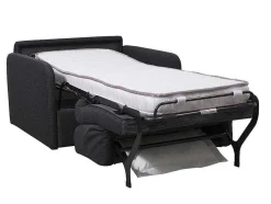 Vente-unique Uitklapbare Fauteuil-Slaapfauteuil Met Matras Van Stof Nadoa - Slaapafmeting 100 Cm - Donkergrijs