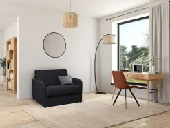 Vente-unique Uitklapbare Fauteuil-Slaapfauteuil Met Matras Van Stof Nadoa - Slaapafmeting 100 Cm - Donkergrijs