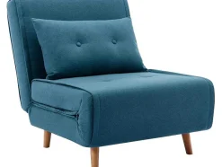 Vente-unique Uitklapbare Fauteuil-Slaapfauteuil Van Blauwe Stof Uribia