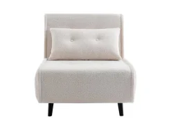 Vente-unique Uitklapbare Fauteuil-Slaapfauteuil Van Ivoorwitte Bouclestof Uribia