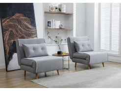 Vente-unique Uitklapbare Fauteuil-Slaapfauteuil Van Lichtgrijze Stof Uribia