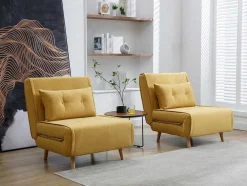 Vente-unique Uitklapbare Fauteuil-Slaapfauteuil Van Mosterdgele Stof Uribia