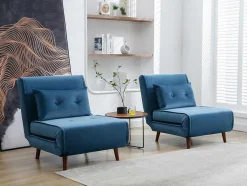 Vente-unique Uitklapbare Fauteuil-Slaapfauteuil Van Nachtblauw Velours Uribia