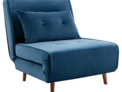 Vente-unique Uitklapbare Fauteuil-Slaapfauteuil Van Nachtblauw Velours Uribia