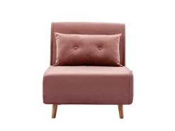 Vente-unique Uitklapbare Fauteuil-Slaapfauteuil Van Poederroze Velours Uribia