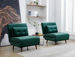 Vente-unique Uitklapbare Fauteuil-Slaapfauteuil Van Spargroen Velours Uribia