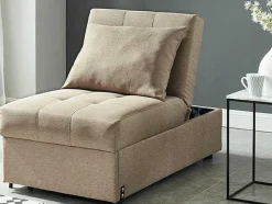 Vente-unique Uitklapbare Fauteuil-Slaapfauteuil Van Stof Lesna - Beige