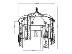 EXPERTLAND Prieel, Pergola, Gazebo En Kiosk-Smeedijzeren Tuinkiosk Van Metaal Tilcara - D300 X H290 Cm - Zwart