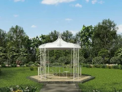 EXPERTLAND Prieel, Pergola, Gazebo En Kiosk-Smeedijzeren Tuinkiosk Van Metaal Tilcara - D300 X H290 Cm - Wit