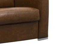 LINEA SOFA Zitbank-Snel Omgebouwde Slaapbank Met 3 Zitplaatsen In 100% Vintage Karamel Buffelleer En Een Matras Van 18 Cm Delectea Ii
