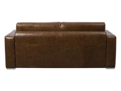 LINEA SOFA Zitbank-Snel Omgebouwde Slaapbank Met 3 Zitplaatsen In 100% Vintage Karamel Buffelleer En Een Matras Van 18 Cm Delectea Ii