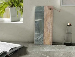 OZAIA Tafelservies-Snijplank Van 2 Materialen - Steen En Mangohout - L38 X D18 - Groen En Naturel - Utena