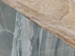 OZAIA Tafelservies-Snijplank Van 2 Materialen - Steen En Mangohout - L38 X D18 - Groen En Naturel - Utena