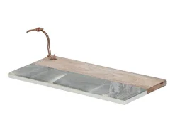 OZAIA Tafelservies-Snijplank Van 2 Materialen - Steen En Mangohout - L38 X D18 - Groen En Naturel - Utena
