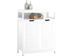 Sobuy Toiletmeubel-Badkamermeubel Toiletkast Ladekast Kastopbergmeubel Met 2 Deuren, Verstelbare Planken, 70X35X90 Cm, Bzr121-W